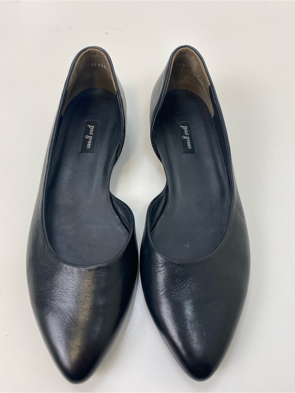 Paul Green Black Pointed-Toe Leather Flats